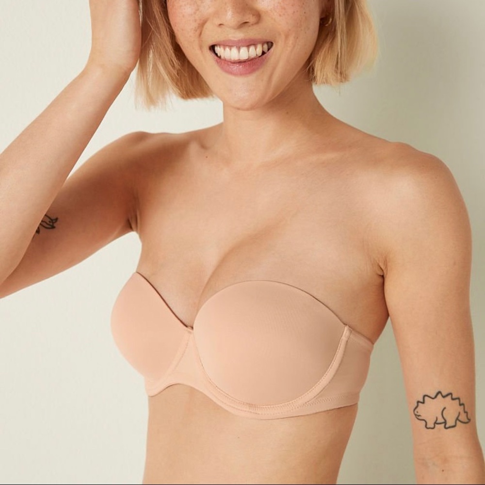 Pink Tan Push Up Strapless Bra (Optional Strap Attachments)